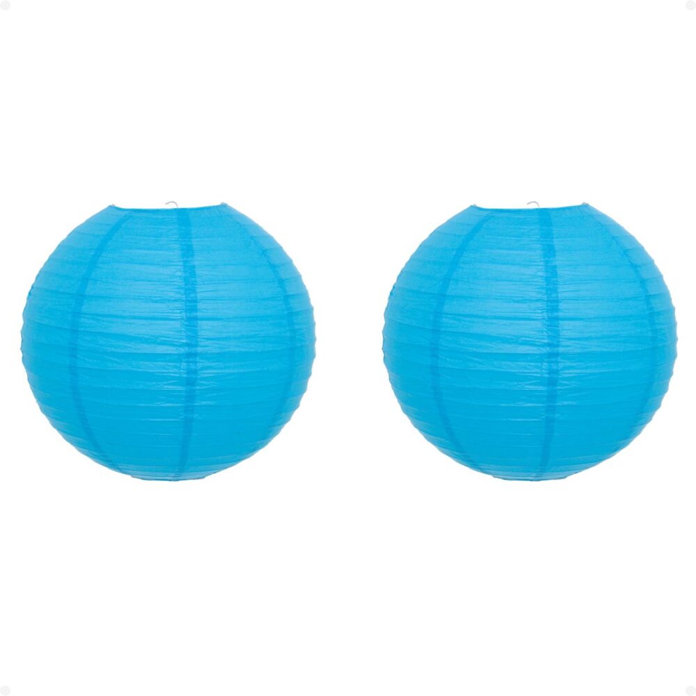 Kit 2 Luminária Japonesa Decoração Oriental Papel Azul Turquesa 60 cm - Imagem 1