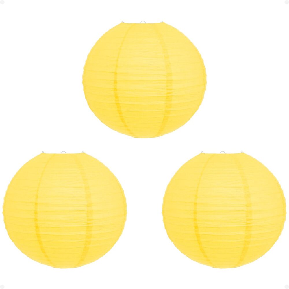 Kit 3 Luminária Japonesa Decoração Oriental Papel Amarela 60 cm - Imagem 1