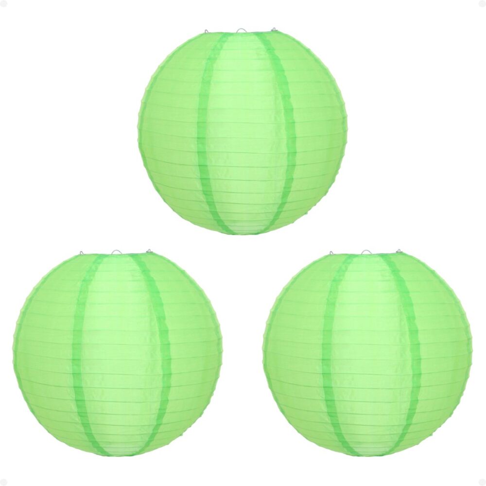 Kit 3 Luminária Japonesa Decoração Oriental Papel Verde 60 cm - Imagem 1