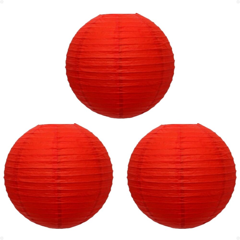 Kit 3 Luminária Japonesa Decoração Oriental Papel Vermelha 60 cm - Imagem 1