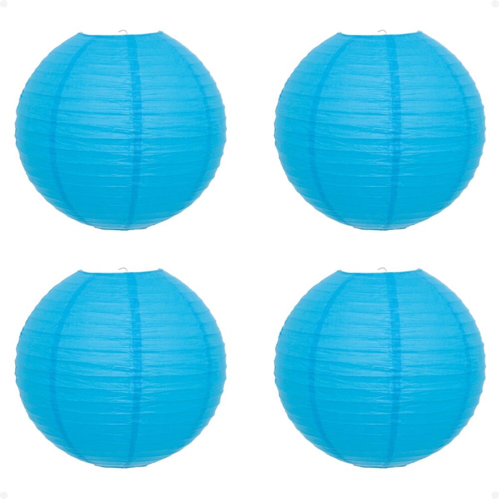 Kit 4 Luminária Japonesa Decoração Oriental Papel Azul Turquesa 60 cm - Imagem 1