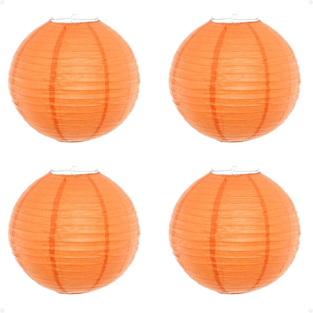 Kit 4 Luminárias Japonesas Decoração Oriental Papel Laranja 60 cm - Imagem 1
