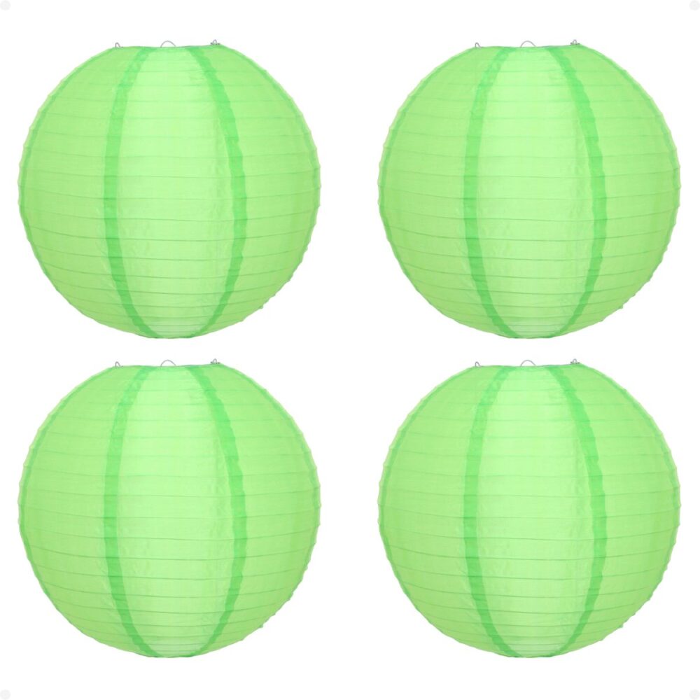 Kit 4 Luminária Japonesa Decoração Oriental Papel Verde 60 cm - Imagem 1