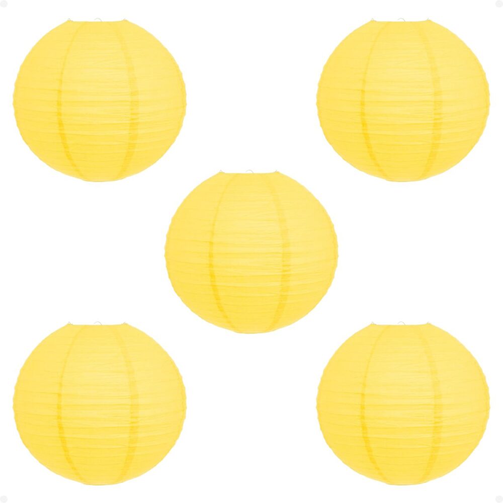 Kit 5 Luminária Japonesa Decoração Oriental Papel Amarela 60 cm - Imagem 1