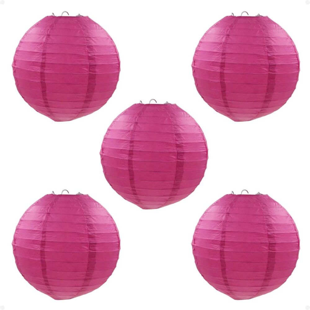 Kit 5 Luminária Japonesa Decoração Oriental Papel Vinho 60 cm - Imagem 1