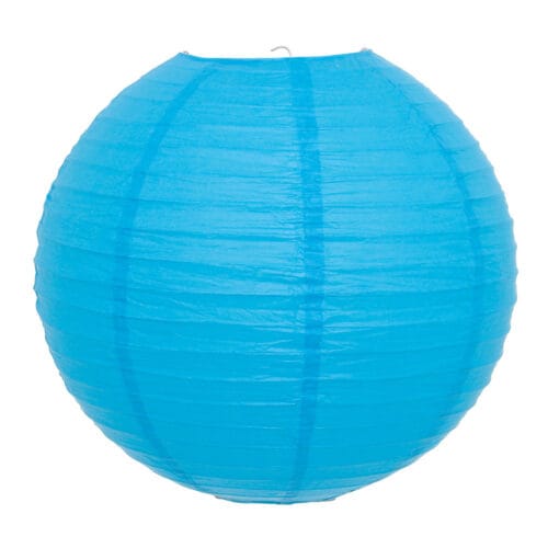 Luminária Japonesa Decoração Oriental Papel Azul-Turquesa 30 cm