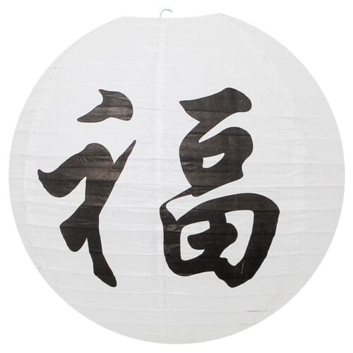 Luminária Japonesa Decoração Oriental Papel Branca Sorte 40 cm