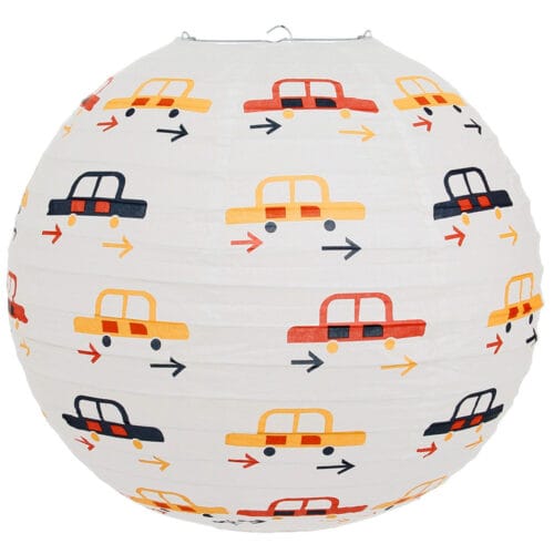 Luminária Japonesa Decoração Oriental Papel Branca Carrinhos 40 cm