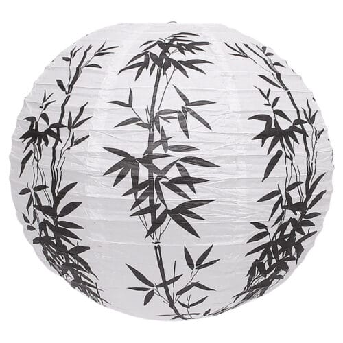 Luminária Japonesa Decoração Oriental Papel Branca Bambu Preto 40 cm