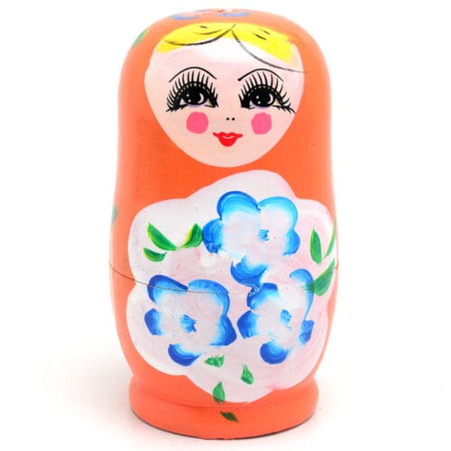 Boneca Russa Matrioska Madeira Laranja 11,0 cm