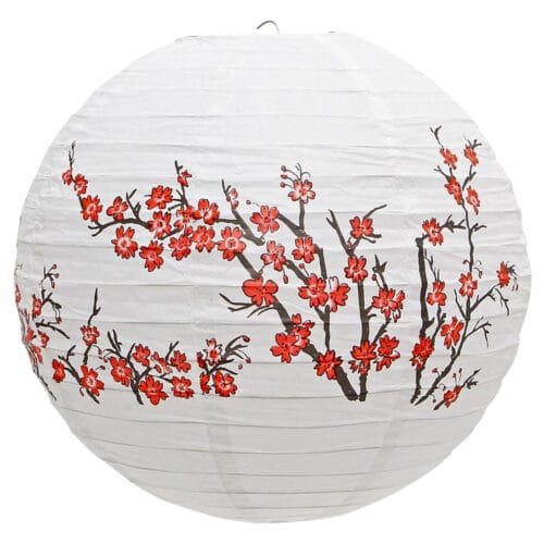 Luminária Japonesa Decoração Oriental Papel Branca Sakura GF 40 cm