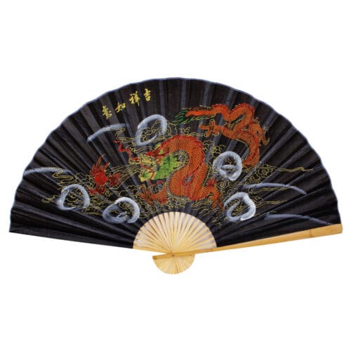 Leque Decoração Oriental Japonês Parede Gigante 160 cm Preto Dragão