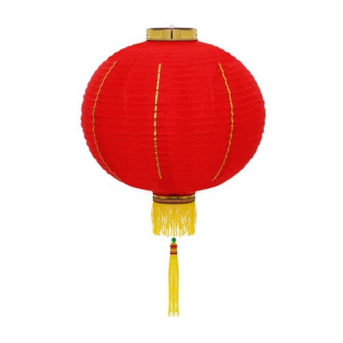 Luminária Japonesa Decoração Oriental Tecido Chouchin Vermelha 25 cm