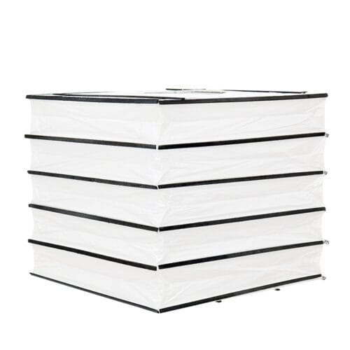 Luminária Papel 30 cm Quadrada Branca Bambu Preto