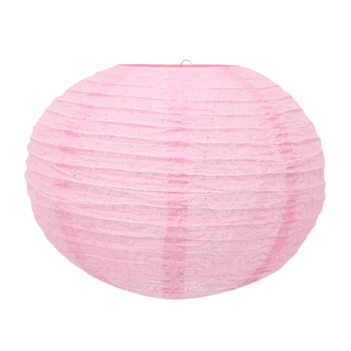 Luminária Japonesa Decoração Oriental Papel Rosa Vazada de Renda 35 cm