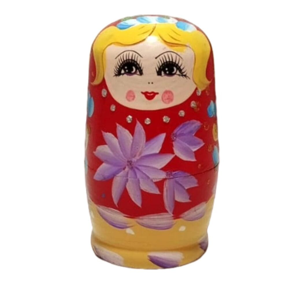 Boneca Russa Matrioska Madeira Vermelha Carmin 11,0 cm - Imagem 1