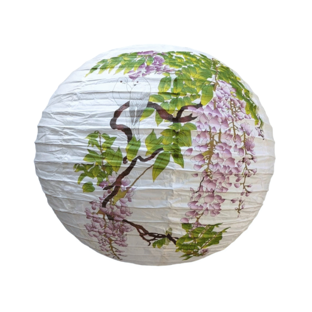 Luminária Japonesa Decoração Oriental Papel Branca Orquídea 1 40 cm - Imagem 1