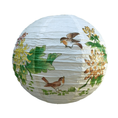 Luminária Japonesa Decoração Oriental Papel Branca Orquídea 2 40 cm