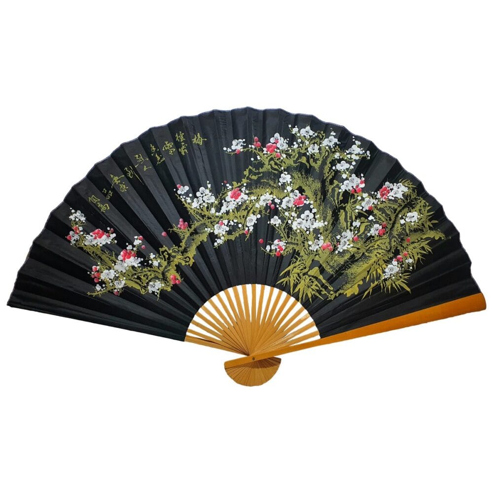 Leque Decoração Oriental Japonês Parede Gigante 160 cm Preto Sakura - Imagem 1