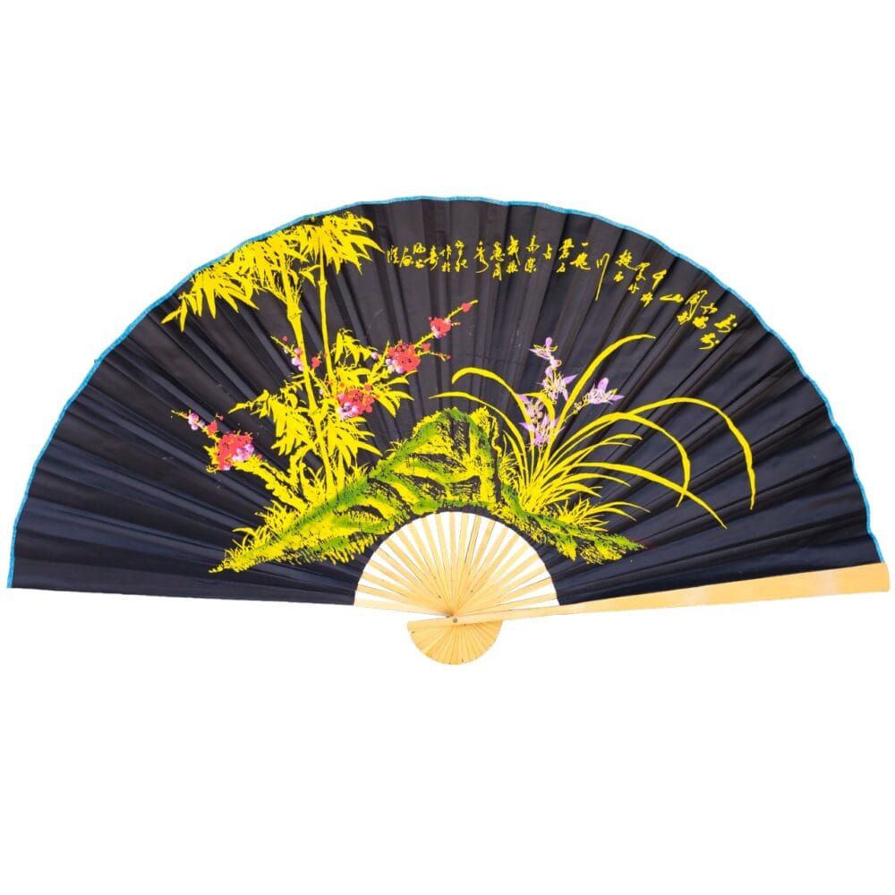 Leque Decoração Oriental Japonês Parede Gigante 160 cm Preto Bambu - Imagem 1