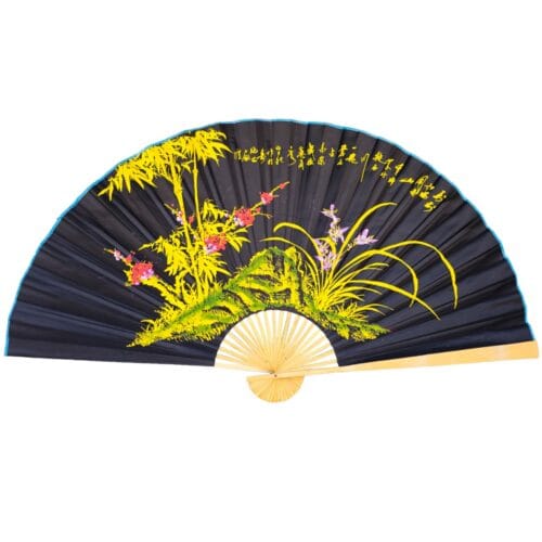 Leque Decoração Oriental Japonês Parede Gigante 160 cm Preto Bambu
